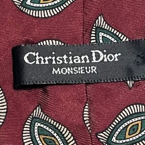 Christian Dior Monsieur Silk Necktie Burgundy Paisley Made in Italy